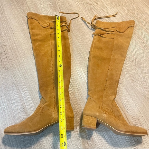 ZARA TAN SUEDE OVER THE KNEE  TALL BOOTS SIZE 38 - Picture 6 of 17